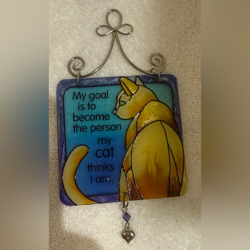 Cat-Themed art glass suncatcher